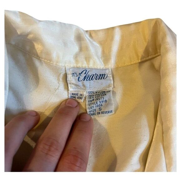 Long Robe House Coat Dressing Gown It’s A Charm Vintage White Bathrobe Small - Picture 3 of 7